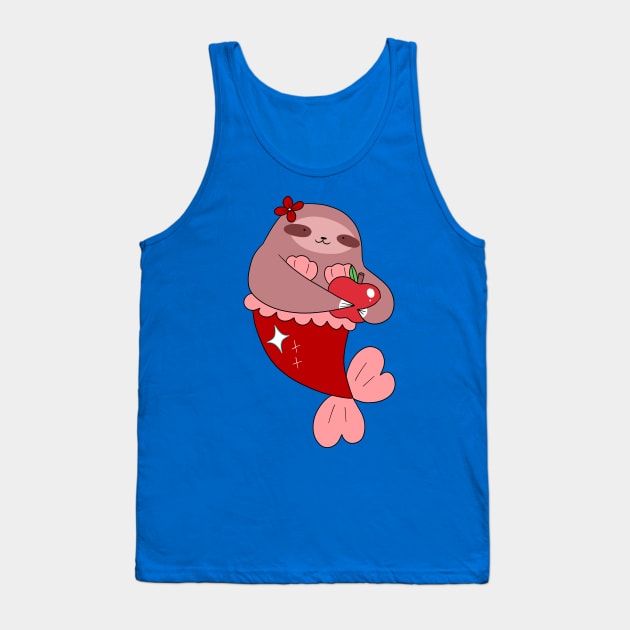 Red Apple Mermaid Sloth Tank Top by saradaboru